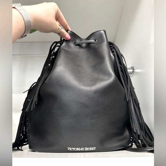 NWOT Victorias Secret Leather Fringe Backpack - Picture 1 of 7